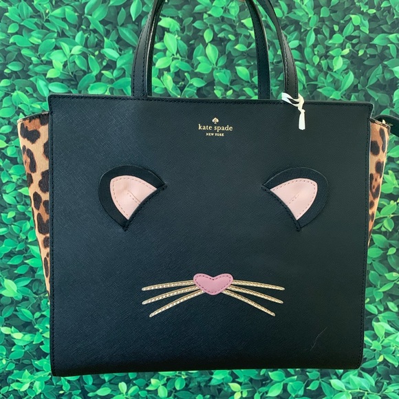 Kate Spade Run Wild Leopard Hayden Black Satchel - Picture 2 of 8